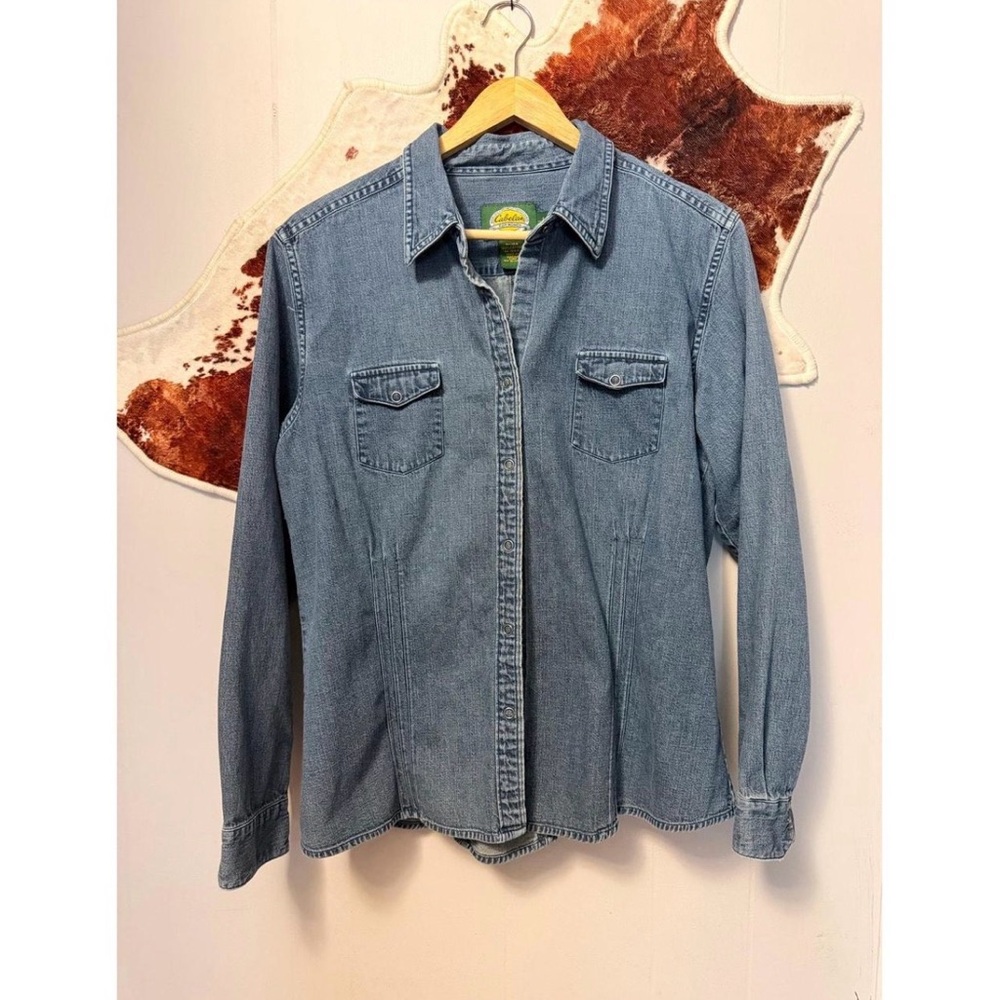 Cabela's Light Blue Denim Button-Up Shirt
